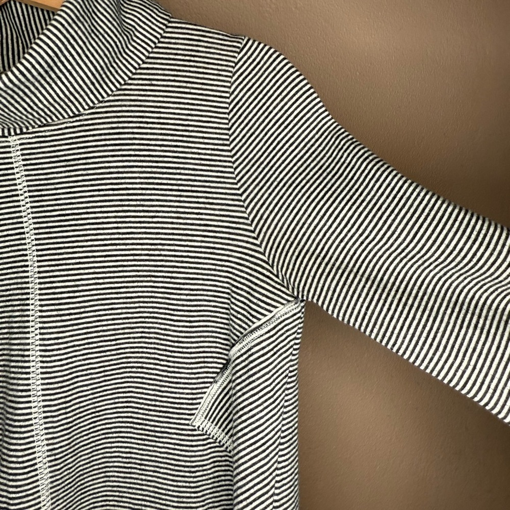 Anthropologie Maeve Tal Cowl Neck Tunic Black & White Stripes Size XS Cabincore - Picture 8 of 16